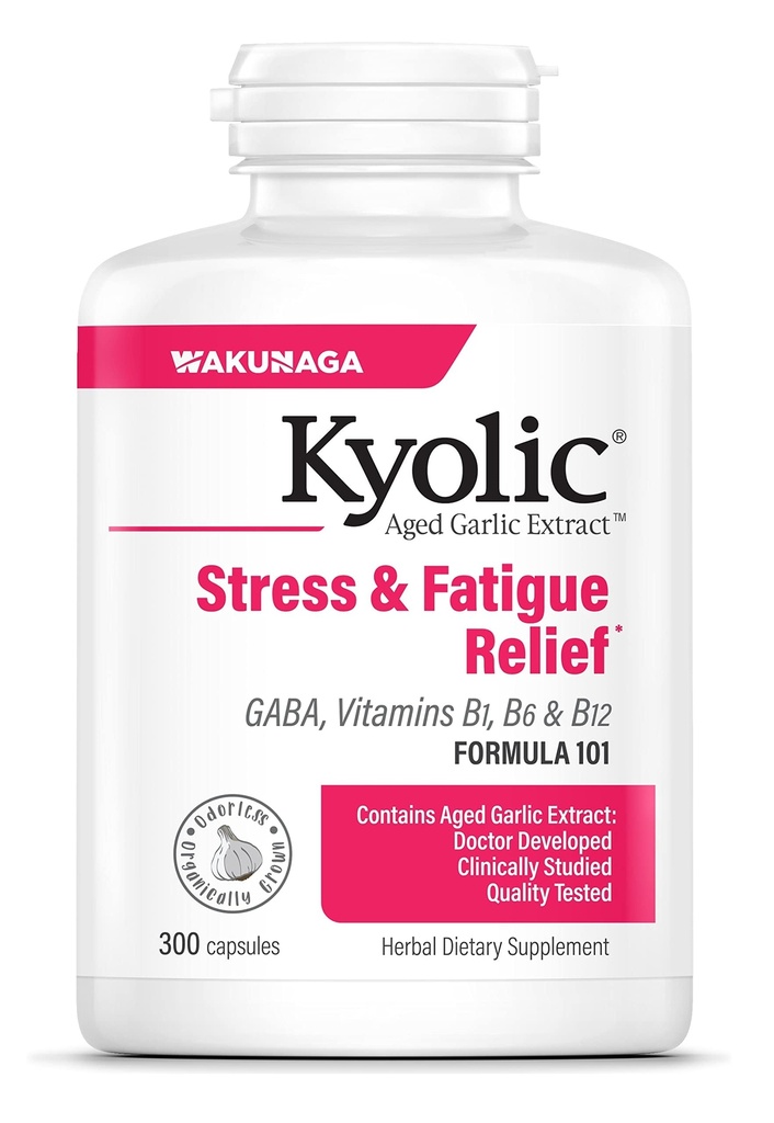 Kyolic Aged Knoflook Extract Formule 101, Stress en vermoeidheid Relief, 300 capsules.