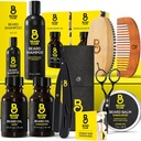 De Beard Club Premium Beard Kit voor mannen - Grooming & Care Kit - Cedar & Sandalwood Oil, Sandalwood Balm, Shampoo, Brush, Comb, Trimming Schaar, Straight Edge Razor - Cadeaupakket