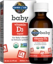 Tuin van het leven Baby Vitamine D3 Liquid, 600 IE (15 mcg) Organic Liquid Vitamin D for Babys & Peugeots, Support for Baby's Bones & Immune System, Gluten Free & Non-GMO, 56 ml (1,9 fl oz) Liquid