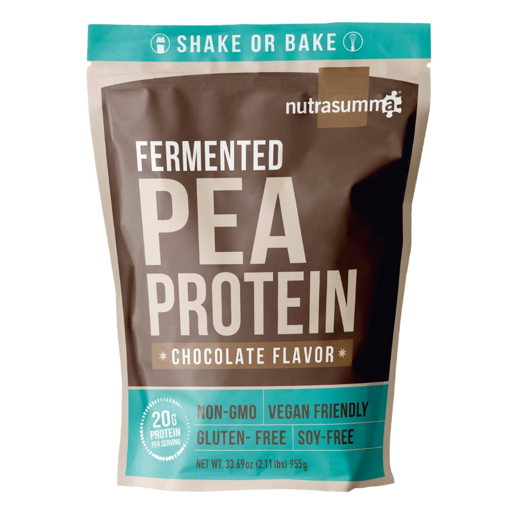 Nutrasumma Pea Proteïne Poeder, Vegan chocolade smaak, 100% plantaardige basis, Geen kunstmatige zoetstoffen, niet GGO, glutenvrij en sojavrij, 2,11 LB