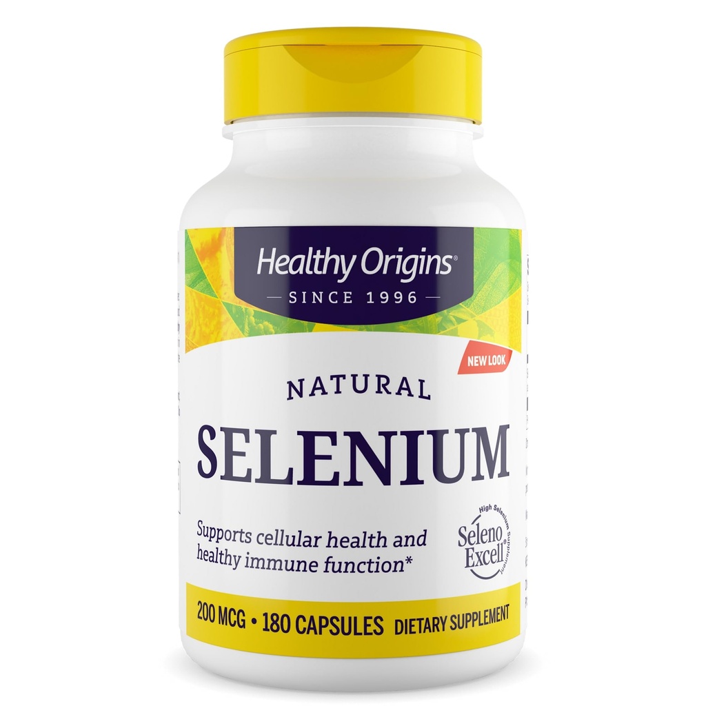 Gezonde oorsprong Selenium 200 mcg, 180 Capsules - SelenoExcell Hoge Biobeschikbaarheid Biologisch Bound Gefermenteerd Selenium - Ondersteunt Immuun Systeem Functie, Thyroïd Gezondheid & Gezonde Cellulaire Ondersteuning