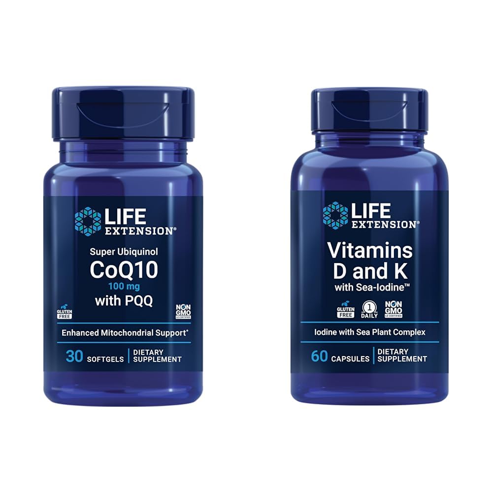 Life Extension Super Ubichinol CoQ10 met PQQ, CoQ10, PQQ & Vitaminen D en K met Sea-jodium, vitamine D3, vitamine K1 en K2
