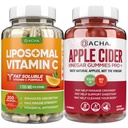 Ultimate Immune Boost Bundle - Liposomale Vitamine C & Apple Cider Vinegar Gummies, Detox and Cleanse, Weight Loss Support ACV met Moeder, Maagvriendelijk, Hoge Absorb Potency Ascorbyl Palmitate