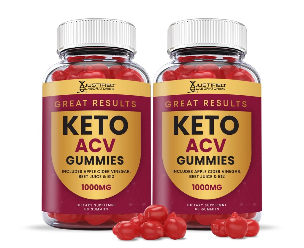 Laboratoires justifiés (2 Pack excellents résultats Gommies de vinaigre de cidre de pomme 1000MG Keto avec racine de ciboulette de jus de grenade B12 120 Gummys