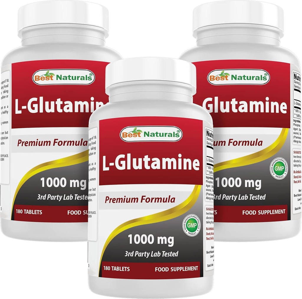 Best Naturals L-Glutamine 1000 mg 180 tabletten (180 aantal tabletten (verpakking 3)