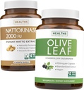 Nattokinase & Olive Leaf (6-maandvoorraad) Flow & Wellness Mix - Nattokinase 2000 FU Krachtige natuurlijk gefermenteerde soja (6-maandvoorraad) en Olive Leaf Extract Super Sterkte met 20% Oleuropein