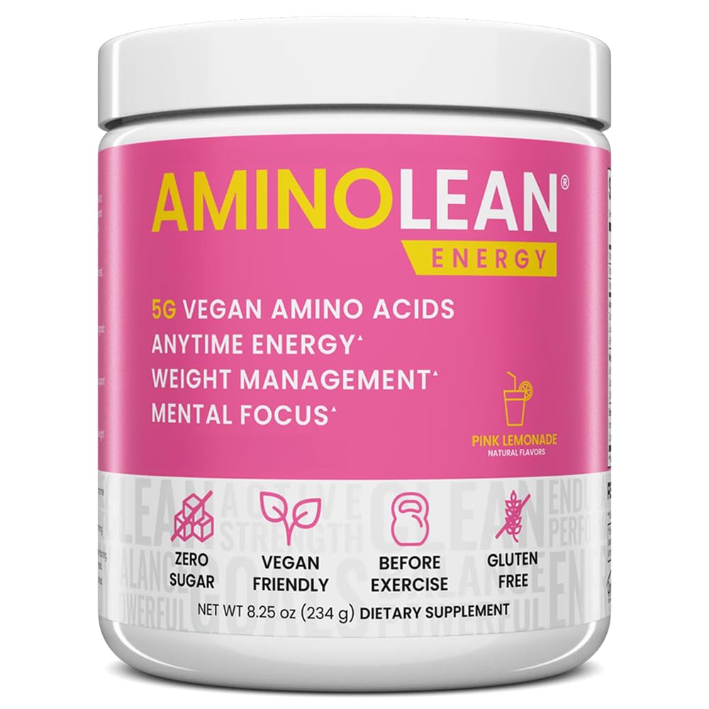 RSP NUTRITION AminoLean Pre Workout Poudre, Amino Energy & Weight Management avec Vegan BCAA Acides Amino, Caféine Naturelle, Boost Preworkout pour les hommes et les femmes, 30 Serv, Cimonade Rose...