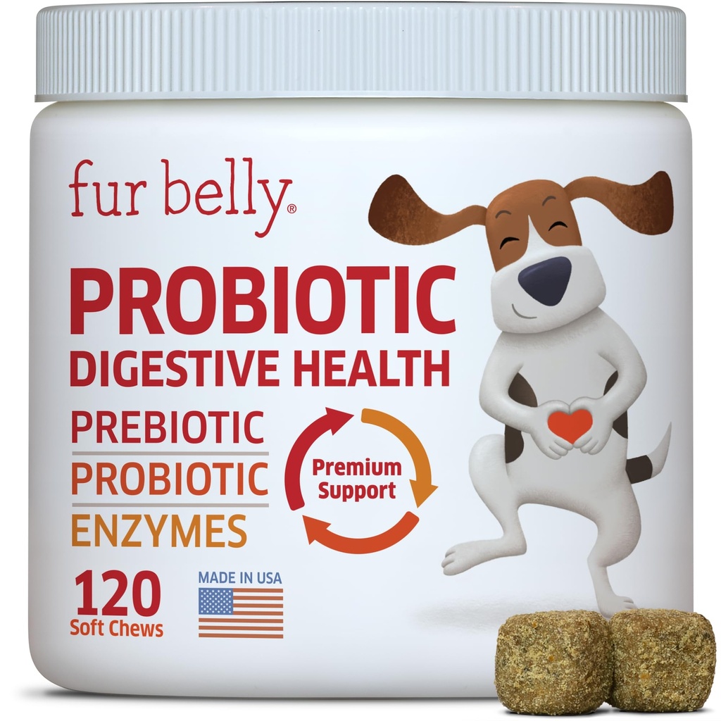 Probiotica voor honden - Hot Spot Remedie voor honden + Prebiotica - Honden Allergie Kauwen - Verbeteren van spijsvertering & Upset Tummy, Relieve Gas & Diarree, Hondenprobiotica en spijsverteringsenzymen, 120 Hondenprobiotica Kauwen
