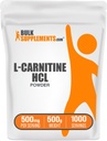 BulkSupplements.com L-Carnitine HCl Powder - Carnitine Supplement, Carnitine Powder, L-Carnitine 500mg - Unflavored & Gluten Free, 500mg per Serving, 500g (1.1 lbs) (Pack of 1)