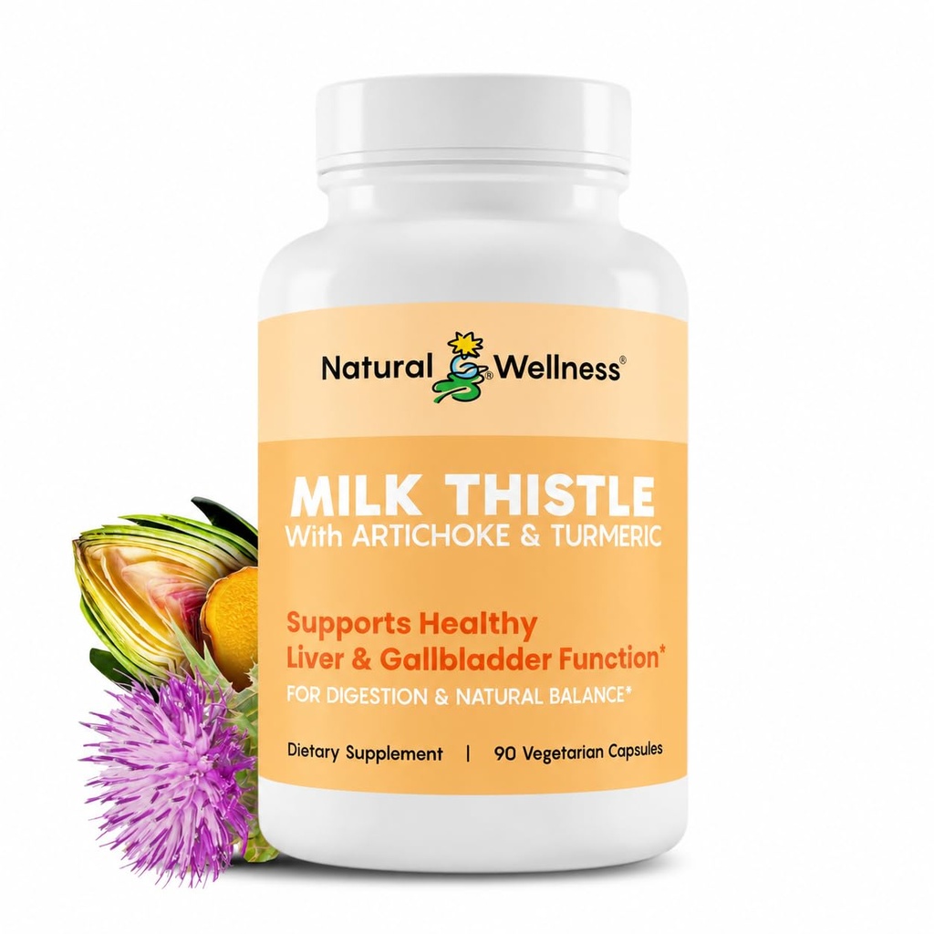 Natuurlijke Wellness Milk Thistle met Artichoke & Kurkuma Advanced Liver Support Supplement for Detox, Regeneration & Antioxidant Protection 