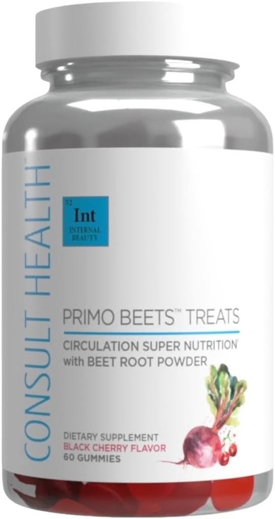 Consult Health - Primo Beet Treats Gummies - Circulatie Super Voeding met bietenwortelpoeder - Zwarte kersensmaak