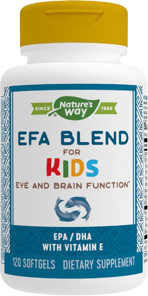 Nature's Way EFA Blend for Kids with vitamine E, Supports Eye and Brain Function*, 120 Softgels