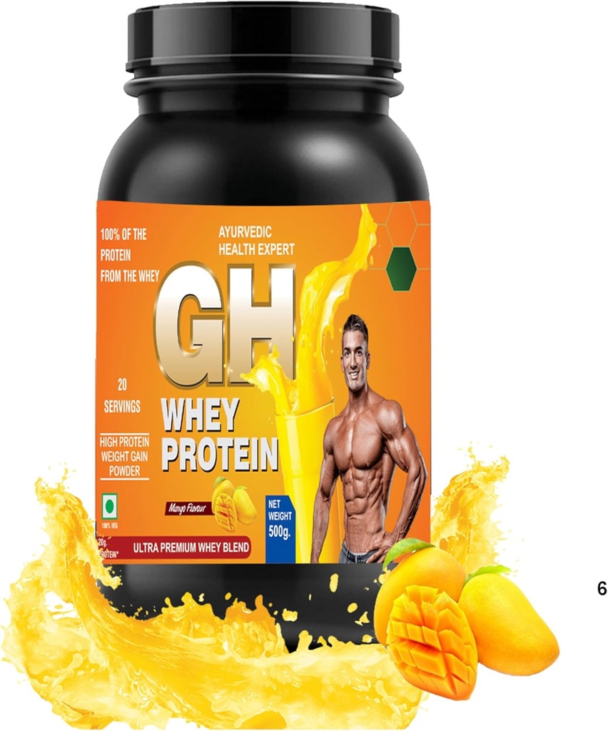 GH WHEY Proteïne, Ultra Premium Sneller Herstel, Absorptie & Lean Spiergroei (1.1lbs, Mango smaak)