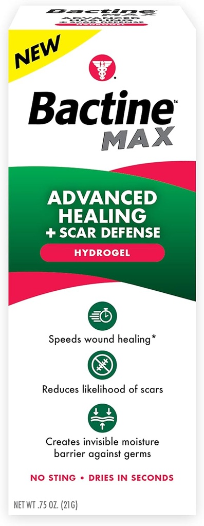 Bactine MAX Advanced Healing Hydrogel met Scar Defense - Sneller-Healing & First Aid Infectie Bescherming met natuurlijke ingrediënten - Scar Prevention Gel - 0,75oz