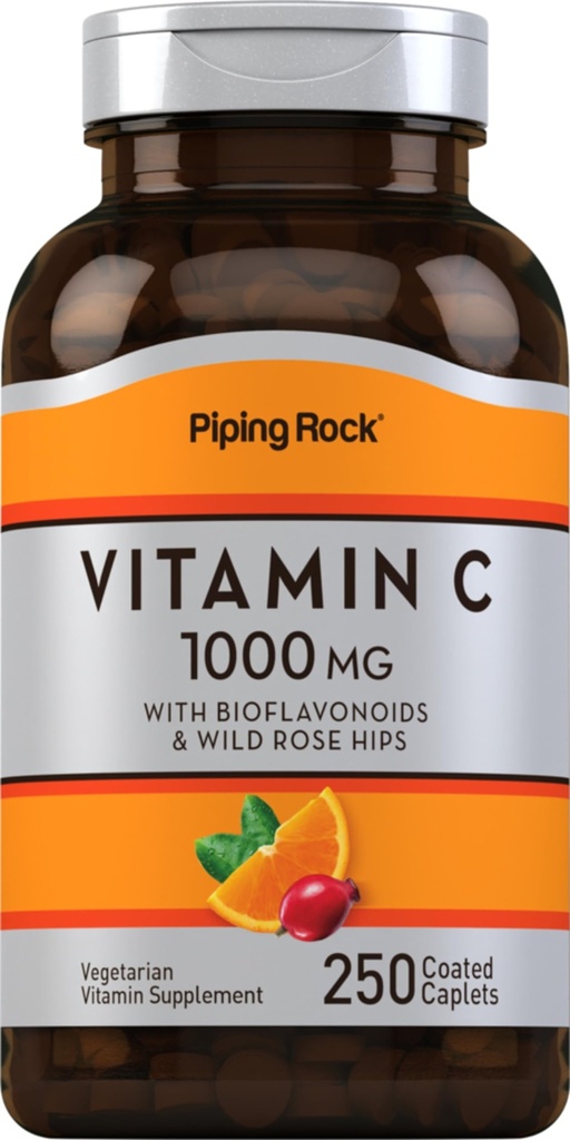 Piping Rock Vitamine C 1000mg 250 Capletten met Bioflavonoïden & Rose HIPS 