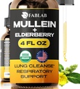 FabLab Mullein Leaf Extract met Vlierbes 4 Fl Oz - Made in USA - Drops for Better Lung - Mullein Tinctuur voor Lung Detox - Bronchial Cleanse voor Rokers - Respiratory Herbal Supplement