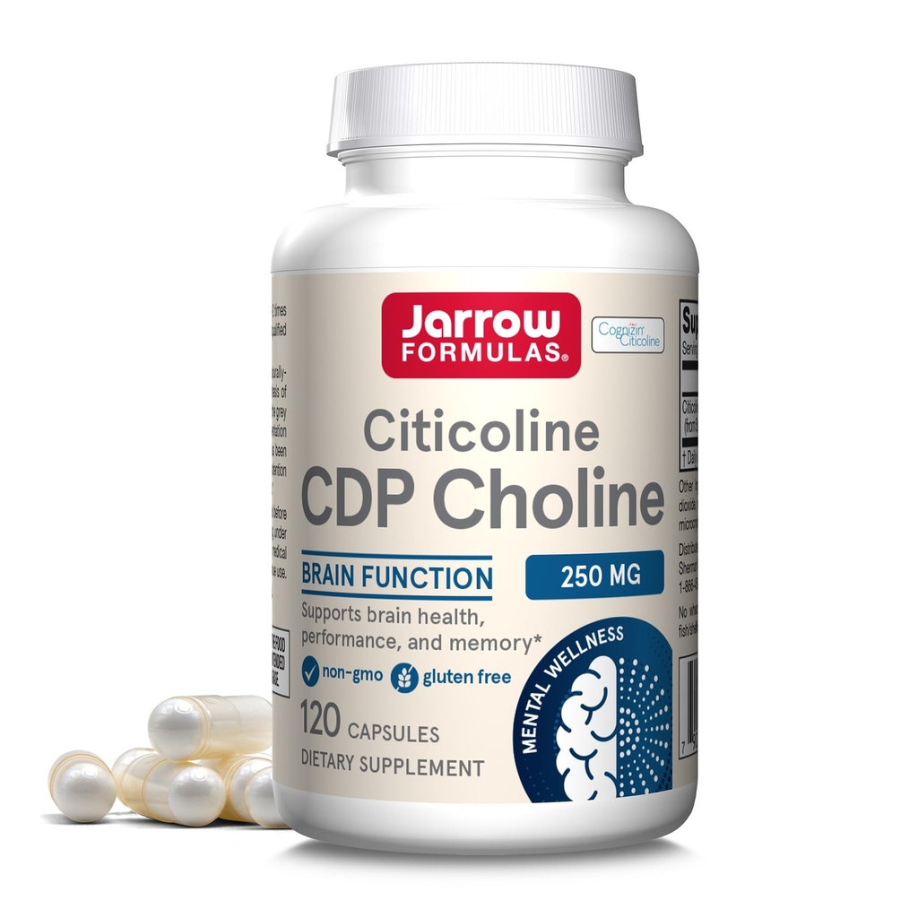 Jarrow Formules Citicoline CDP Choline 250 MG, CDP Choline Supplément soutient la santé cérébrale, la performance et la mémoire, 120 capsules, jusqu'à 120 jours
