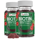 YumVs Biotin Gommies 5000mcg - Flacon de framboise croustillant - Gommies de croissance des cheveux plus rapides pour les femmes ou les hommes - Vitamines des cheveux, de la peau et des ongles - Gommy capillaire - Supplément de biotine végétarienne (60 Ct., 2pk)
