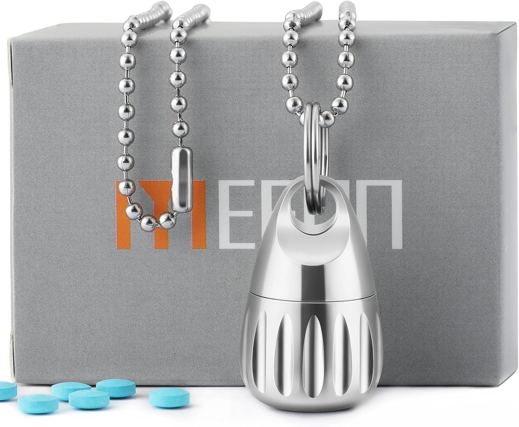 Mini Pillenhouder Titanium, Sleutelhanger, Waterdicht, Doos, Metaal, Noodmedicijn, Werk, Camping, Wandelen, Reizen