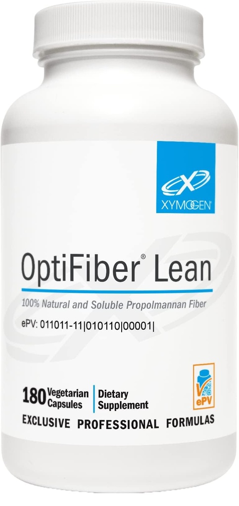 XYMOGEN OptiFiber Lean, Daily Fiber Supplement Pillen - 100% Natuurlijke Oplosbare Propolmanan Dieet Vezel - Ondersteuning Digestie, Zachtheid en Regularity - Serves as a Prebiotic (120 Capsules)