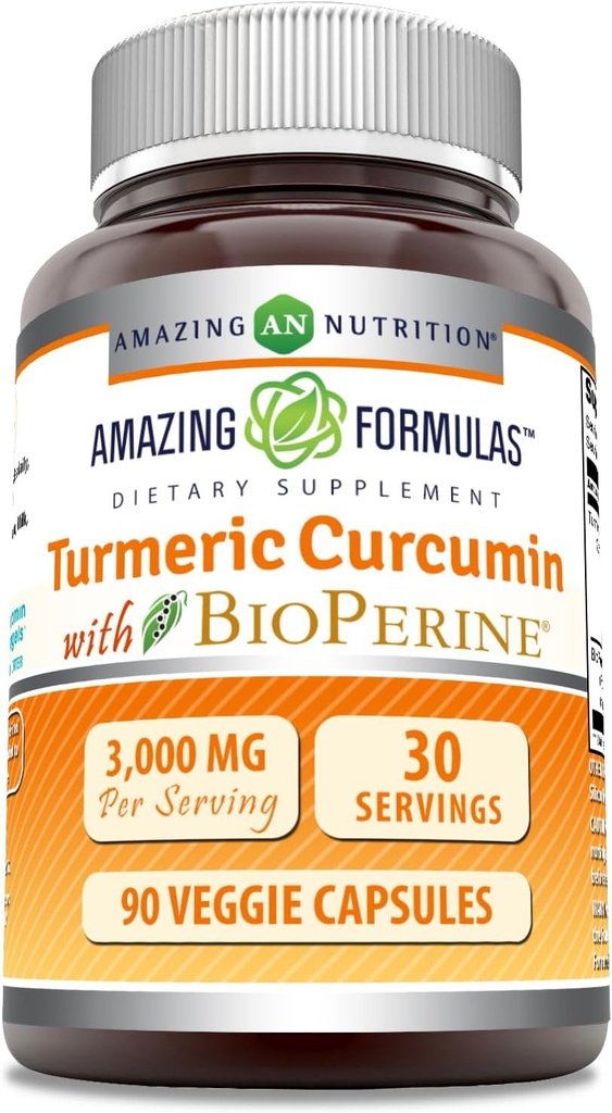 Verbazingwekkende Formules Kurkuma Curcumin met Bioperine 3000 mg Per Serving 
