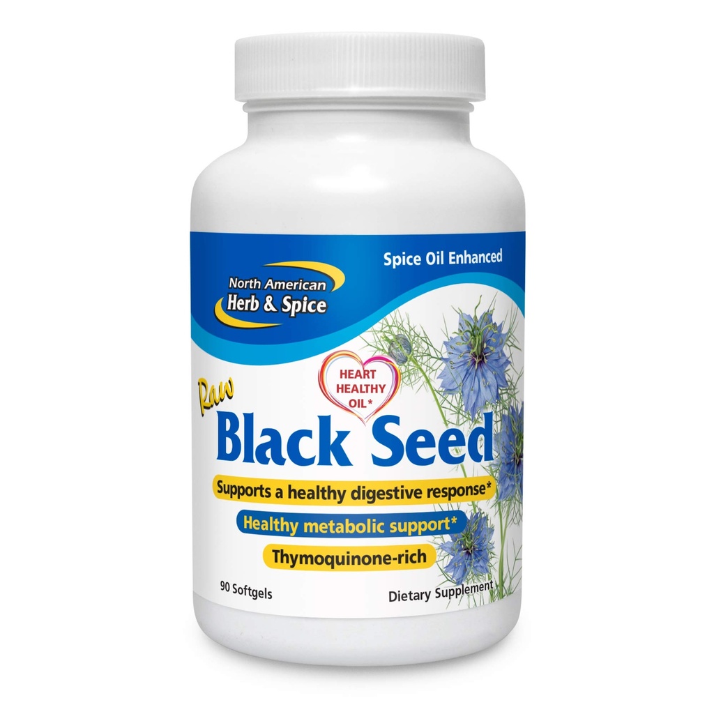 NOORD AMERICAN HERB & SPICE Black Seed Oil 1000 mg - 90 Telling - Lever, galblaas en darmfunctie - Hart- en spijsverteringsgezondheid - Zwartezaadolie, Oreganoolie, Vennel - Non-GMO - 45 porties