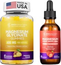 Magnesium Glycinate.Gummy's voor volwassenen, slaap, ontspanning en concentratie, Ananas smaak & vloeistof met magnesium citraat & taurate, aardbeien smaak