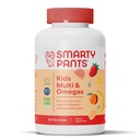 SmartyBants Kids Multivitamine Gummies: Omega 3 Visolie (EPA/DHA), Vitamine D3, C, Vitamine B12, B6, A, K & Zink voor Immune Support, Biotine, Glutenvrij, Drie Fruit Smaken, 120 Tellen (30 Dagen Levering)