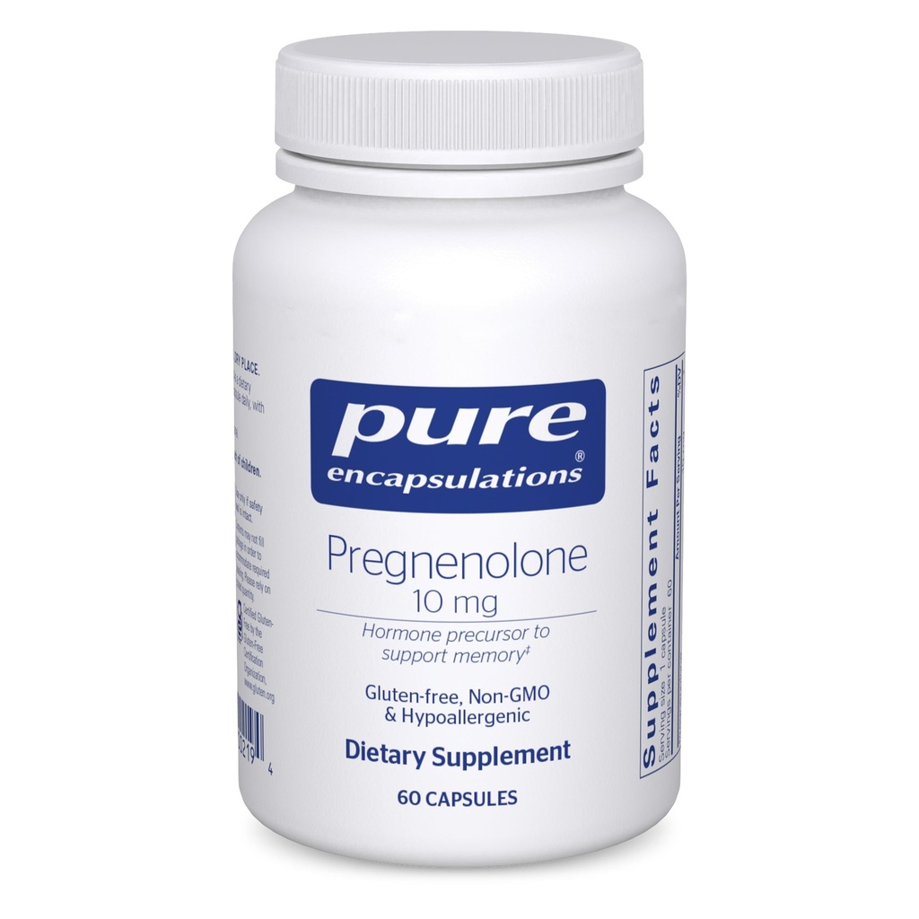 Pure Encapsulations Pregnenolone 10 mg - Ondersteuning Geheugen & Hormonenbalans* - Hormone Precursor - Glutenvrij & niet-GMO - 60 capsules