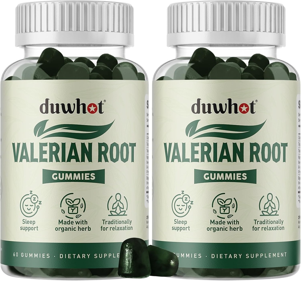 Valeriaan Root Gummy, Biologische Valeriaan Root voor Slaap & Stress Relief, Verbeterd met kamille Bloem voor volwassenen, Kids-Friendly, Apple Flavor, 120 Tellingen