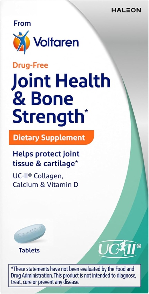 Voltaren Joint Health and Bone Strength Dieetsupplement van Voltaren, met UC-II (R) Collageen, Calcium en Vitamine D voor gezonde veroudering van gewrichtsweefsel en cartilage 30 Telfles