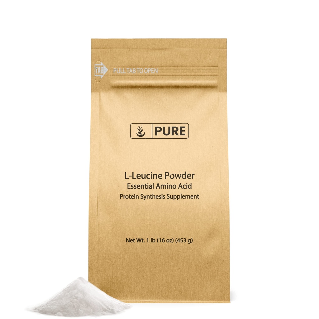 Ingrédients originaux purs L-Leucine (1 lb) Poudre, Supplément d'acide amino essentiel, Vérifié en laboratoire