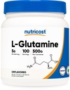 Nutricost L-Glutamine en poudre (500 grammes) Sans saveur - Sans gluten et sans OGM, 100 portions