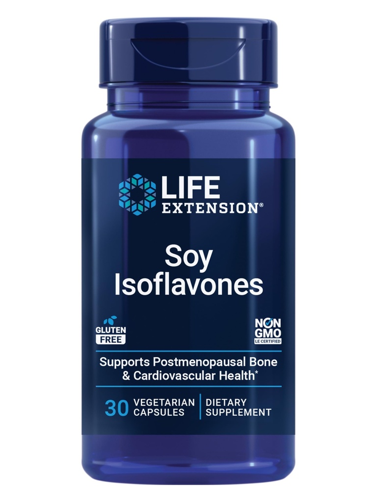 Extension de vie Isoflavones de soja, coeur, os et soins de santé cellulaire pour les femmes ménopausées, sans gluten, non OGM, végétarien, 30 capsules