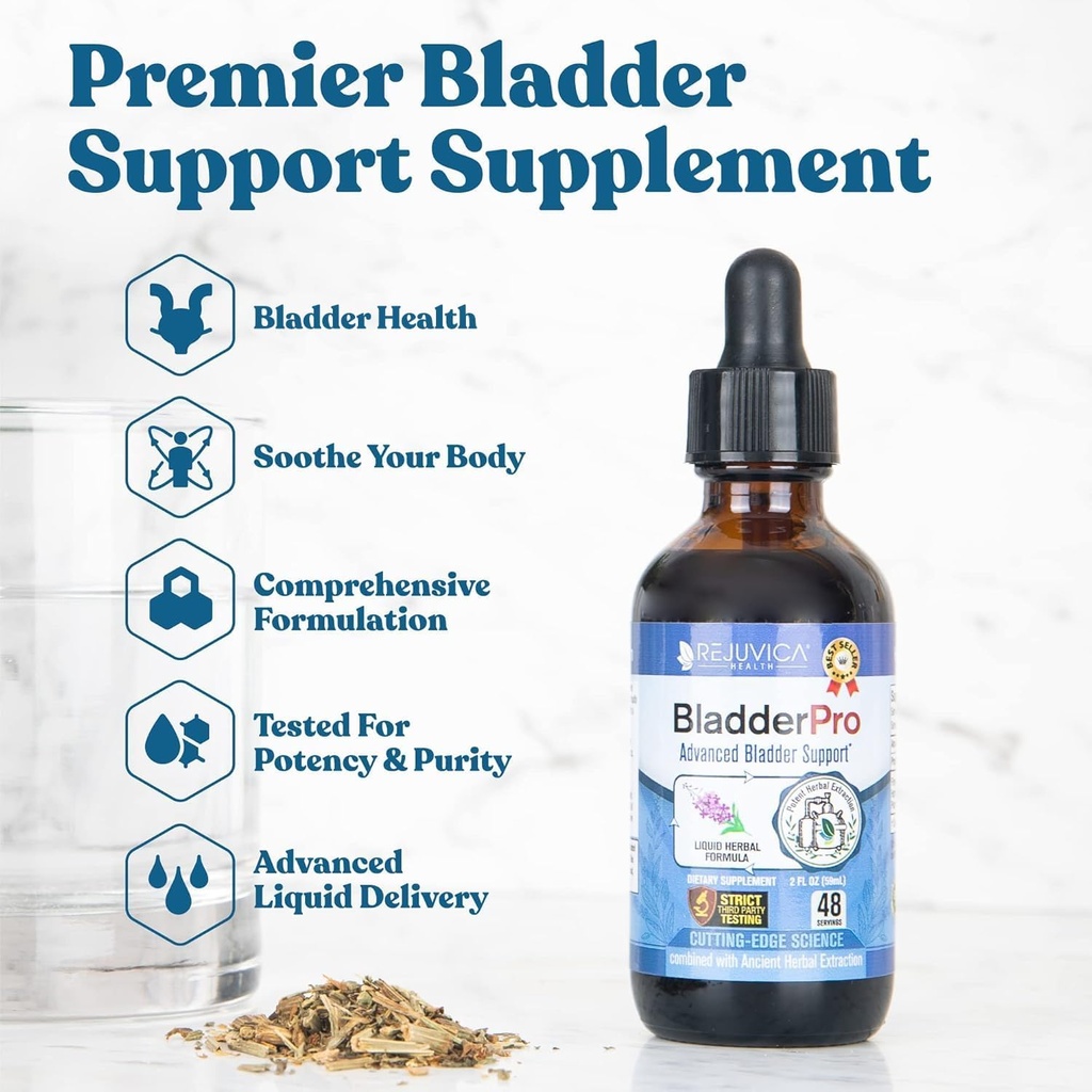 Rejuvica Health BladderPro voor mannen en vrouwen - Bladder Ondersteuning Supplement - vloeibare levering voor betere absorptie - Pompoenzaad, Uva Ursi, Goldenrod en meer