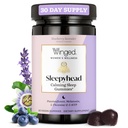 Winged Wellness Sleepyhead Natuurlijke Slaap Gummies voor vrouwen - Prime Slaap Ondersteuning voor volwassenen met 3mg Melatonine, L-Theanine, 5-HTP - Blueberry Lavender Flavored - 30 Servers