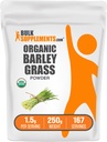 BulkSupplements.com Organic Barley Grass Powder - Green Superfood Powder, Herbal Supplement - Vegan-Friendly, 1.5g per Serving, 250g (8.8 oz) (Pack of 1)