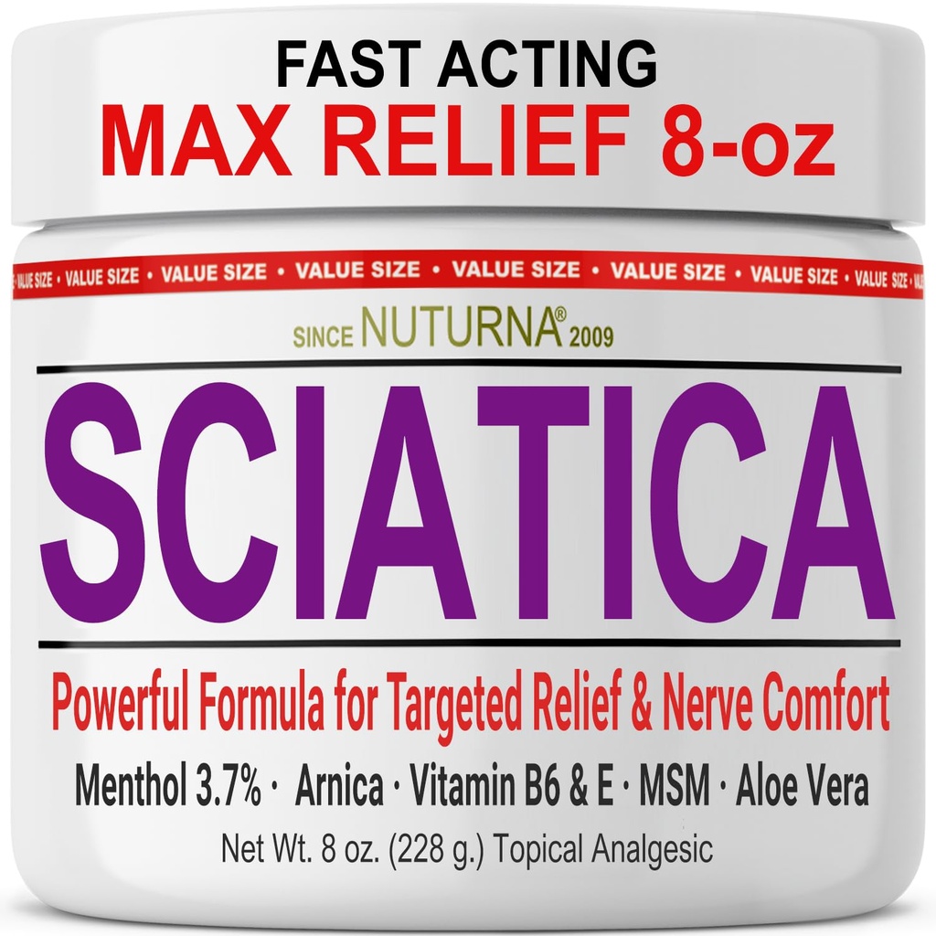 Sciatica nerve crème - maximale sterkte Comfort crème voor voeten, handen, benen, tenen, rug - natuurlijke Ultra sterkte Arnica, MSM, Menthol, rustgevende comfort, grote 8 Oz