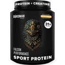 BIRDMAN Falcon Performance Poudre de protéines végétaliennes, 31g Protéines, 5g de créatine, 5g BCAA, Probiotiques, électrolytes, pré-entraînement, faible teneur en glucides, sans sucre et sans lait, à base de plantes protéines de vanille -19 portions
