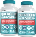 28-in-1 quercetine met bromelaïnesupplement - quercetine 500 mg capsules voor dagelijkse immuniteitsondersteuning - quercetine met vitamine C en zink voor volwassenen verrijkt met vitamine D (120 ct, verpakking van 2)