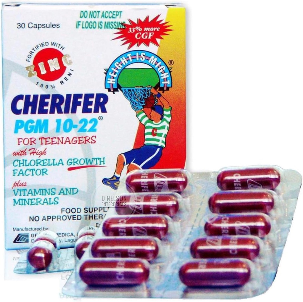 Cherifer PGM 10-22 High Chlorella Growth Factor (CGF) avec Zinc, 30 Capsules