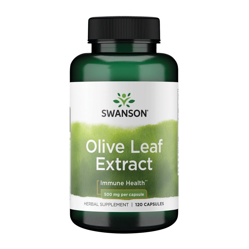 Swanson Olive Leaf Extract Capsules met 20% Oleuropein - Biedt Immuun Ondersteuning, bevordert Cardiovasculaire Systeem Gezondheid, en ondersteunt gezonde bloeddruk - (120 capsules, 500 mg Elke)