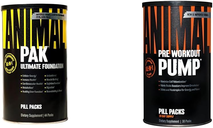 Animal Pak - Handige alles-in-één vitamine & supplement-pakket - zink en pomp voorbewerking - Vein Popping Pumps Eenvoudig te verwijderen Stimulerende pil voor elk moment workouts 30 Tel.