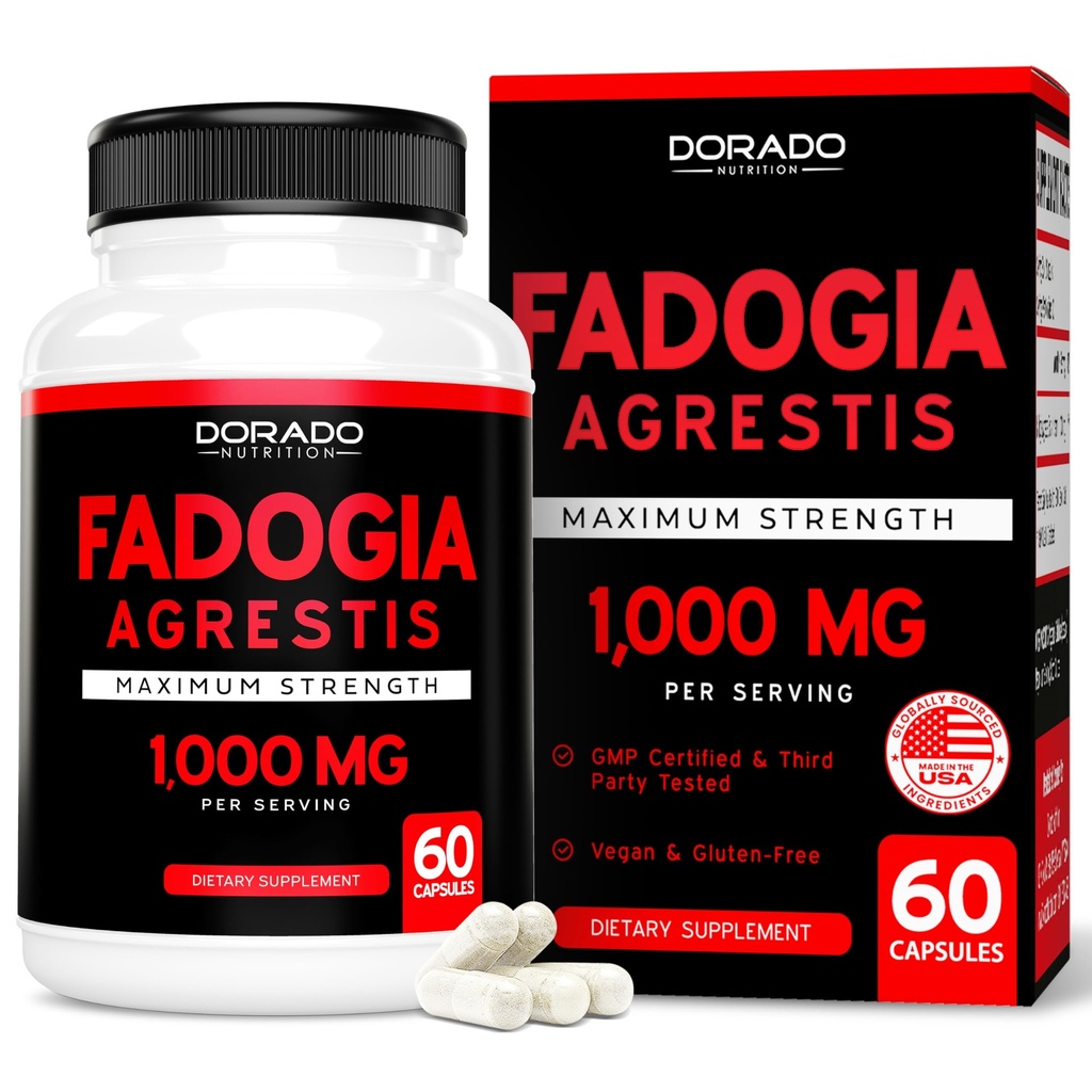 Fadogia Agrestis Extract 1000mg per portie - [Maximumsterkte] - Kracht, Aandrijving, Athletische prestaties, Spiermassa - Getest door derde partij - Zero Fillers - Glutenvrij, niet-GMO, Vegan Capsules