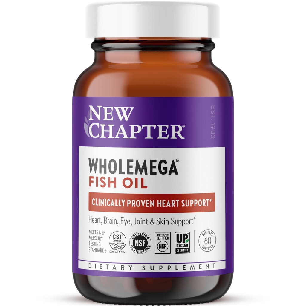 Nieuw hoofdstuk Wholemega Fish Oil Supplement - 2000mg per portie, klinisch bewezen Wild Alaska zalmolie met Omega-3 + Vitamine D3 + Astaxanthine, 60 Softgels