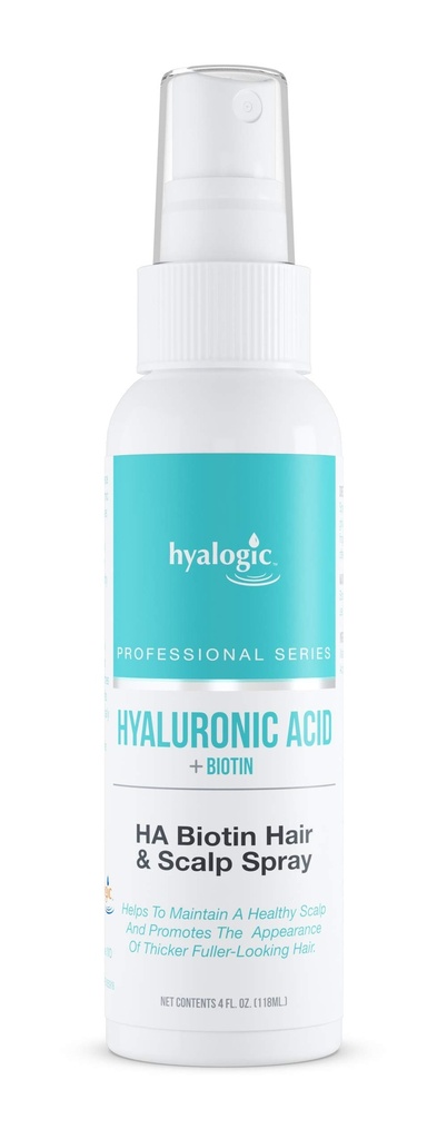 Vaporisateur de croissance capillaire Hyalogic Biotin avec acide hyaluronique - Produits capillaires professionnels pour cheveux minces - Hydratation saine des scalps, produit capillaire non-graisse, volumisant (4 Fl oz)