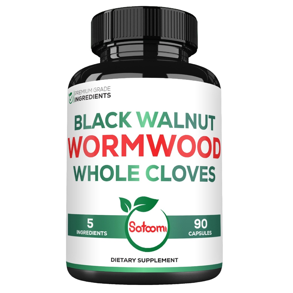 Satoomi 5 in 1 Wormhout Capsules Supplement - met zwarte walnootkloven Kurkuma en Berberine HCl - 90 Capsules - Immuunsysteem en spijsvertering Gezondheid