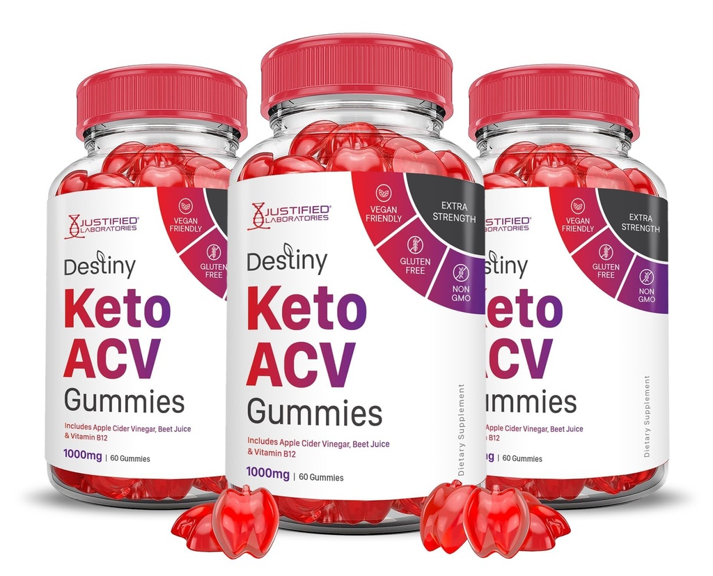 (3 Pack) Destiny Keto ACV Gummies Advanced Formula 1000MG Destiny Keto Gummies Apple Cider Vinegar Formulated with Pomegranate Beet Juice Powder B12 Vegan Non GMO 180 Gummys