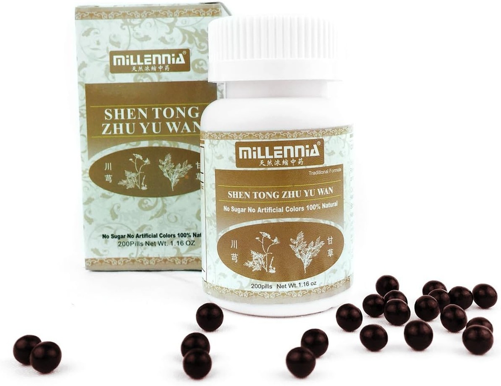 MILLÉNIE Pilules de supplément à base de plantes - Shen Tong Zhu Yu Wan - 1 bouteille (200 pilules)