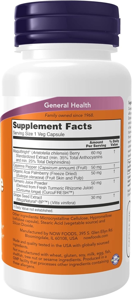 MAINTENANT Suppléments, Hydratant les yeux avec MaquiBright, Ocular Health*, favorise la production saine de dents*, la défense contre la tension oculaire normale*, 60 gélules, brun (paquet de 2)